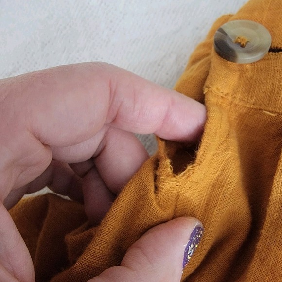 Free People Lula Apron Bib Open Back Midi Dress In Gold Size 8 Cotton - Picture 10 of 14